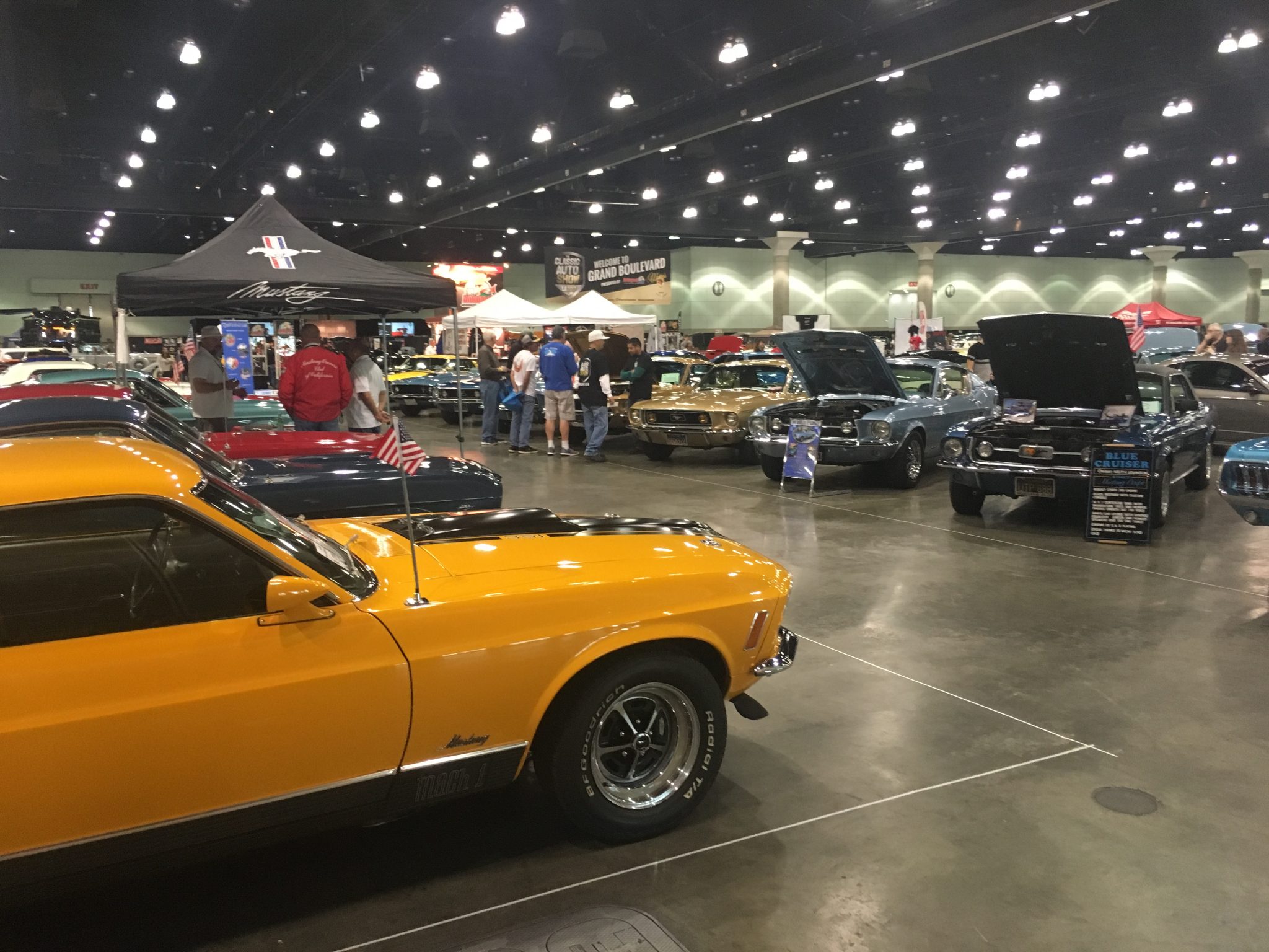 Mustang alley, with around 20 immaculate examples of the original pony car from across the decades on show.